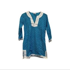 Top It Off Blue And White Tunic